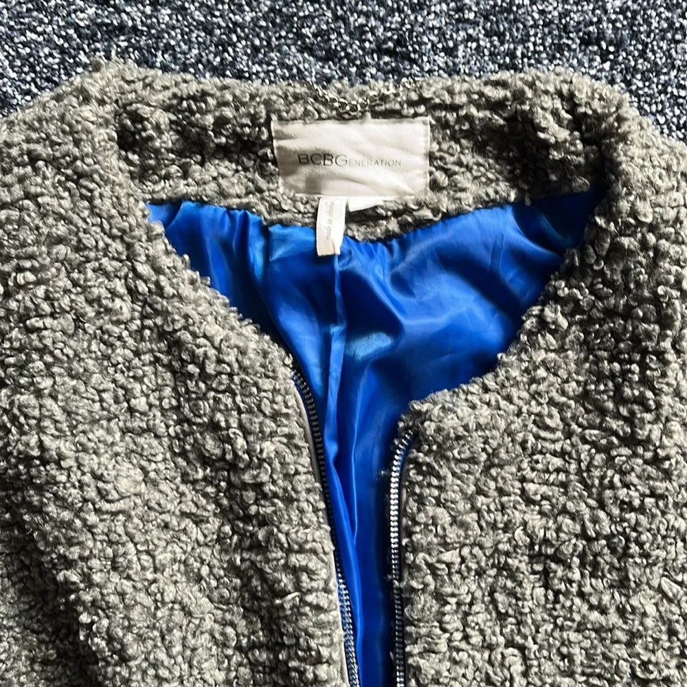 BCBGeneration Grey Shearling Coat - Picture 5 of 8